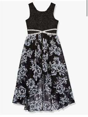 Speechless Kids girls floral lace jeweled high low sleeveless dress
